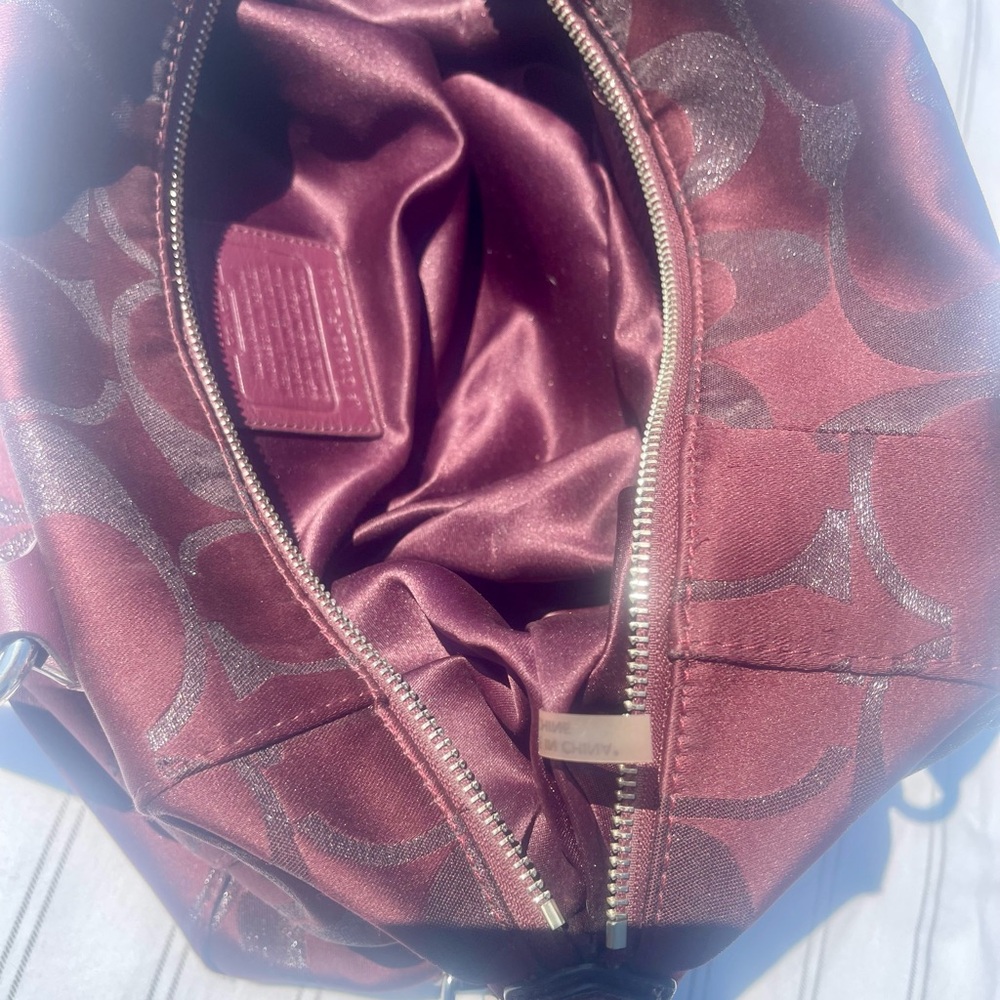 Coach Campbell Signature Metallic Belle Carryall Bag - Bordeaux - Picture 12 of 15